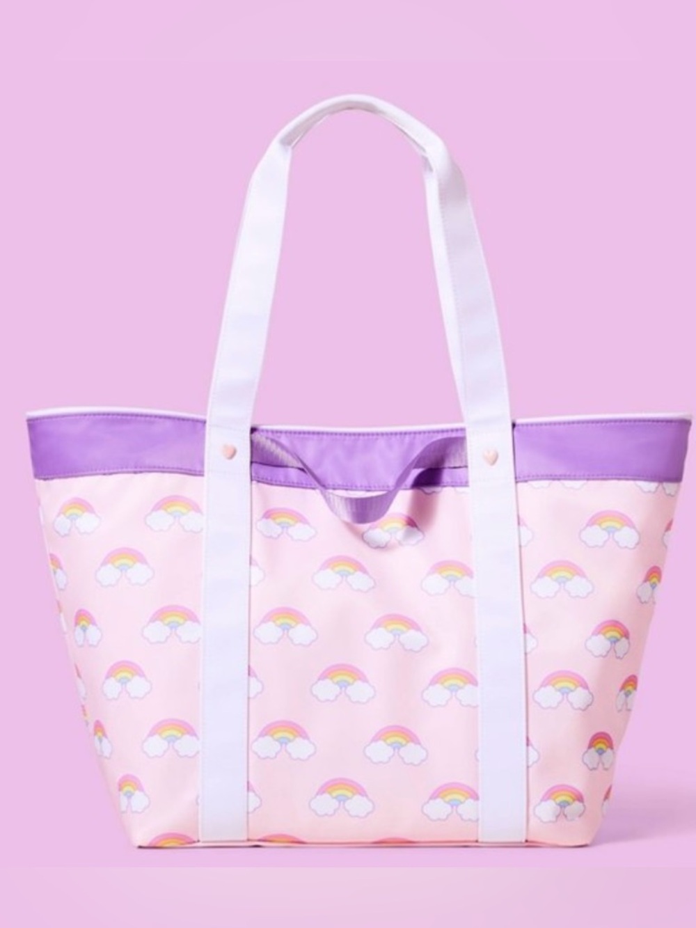 Stoney Clover Lane x Target Pink Rainbow Tote with Purple Trim